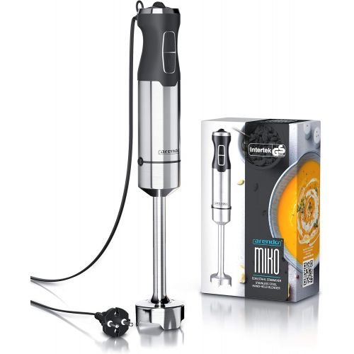  [아마존베스트]Arendo - Hand blender 1000 watt stainless steel - four-blade knife - puree rod - stepless speed control - turbo button - removable mixing base - GS certified - model 2020