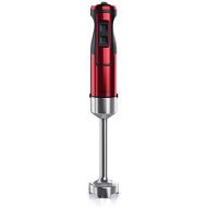 [아마존베스트]Arendo - Hand blender 1000 watt stainless steel - four-blade knife - puree rod - mixer - stepless speed control - turbo button - removable mixing base - GS certified - ruby red