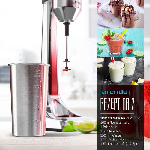  [아마존베스트]Arendo Drink Mixer / Beverage Mixer / Electric Stand Mixer / Shaker, 500 ml Cup, 100W, 22,000 rpm, 2 Speed Levels, Protein Drinks, Smoothies, Egg Milkshakes Cocktails, GS