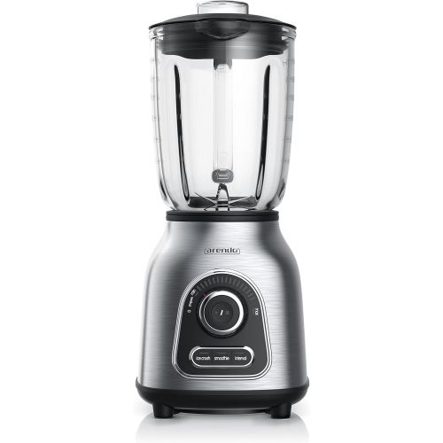  [아마존베스트]Arendo - blender, stainless steel, 1400 Watt, 24,000 rpm, incl. 1.75 l glass container + 60 ml measuring jug. Ball-bearing stainless steel blade (6 wings), crush, smoothie, pulse f