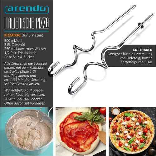  [아마존베스트]Arendo - Electric hand mixer  5 speed hand mixer with turbo function stainless steel  soft touch housing  hook release  turbo button  GS