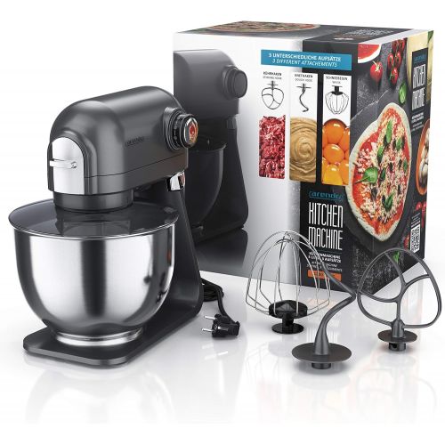  [아마존베스트]Arendo - Powerful Food Processor 5 Litres, Stainless Steel Mixing Machine, Kneading Machine, Planetary Mixing System, Stainless Steel Bowl, Including 3 Stirrers, 5 Switching Levels