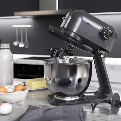  [아마존베스트]Arendo - Powerful Food Processor 5 Litres, Stainless Steel Mixing Machine, Kneading Machine, Planetary Mixing System, Stainless Steel Bowl, Including 3 Stirrers, 5 Switching Levels