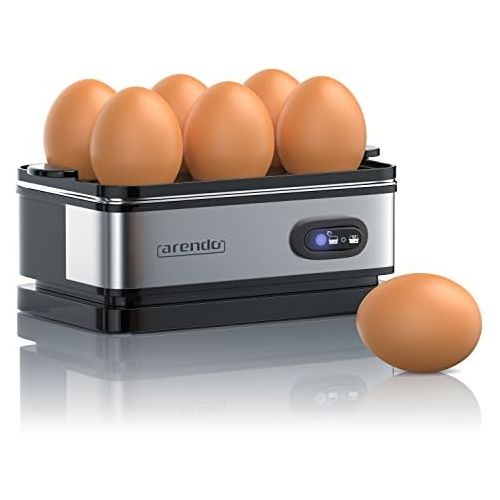  [아마존베스트]Arendo - Stainless Steel Egg Cooker with Warming Function | Flip Switch and Indicator Light | Freely Selectable Level of Hardness | Brushed Stainless Steel