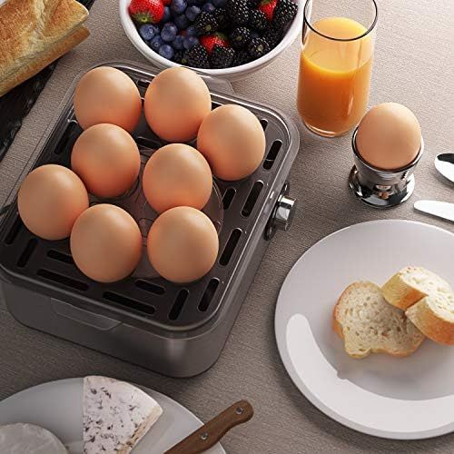  [아마존베스트]Arendo - Stainless steel egg cooker for 1 to 8 eggs - egg cooker - 500 W - control light - control dial for three degrees of hardness - dishwasher safe - brushed stainless steel