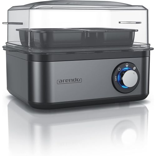  [아마존베스트]Arendo - Stainless steel egg cooker for 1 to 8 eggs - egg cooker - 500 W - control light - control dial for three degrees of hardness - dishwasher safe | cool grey
