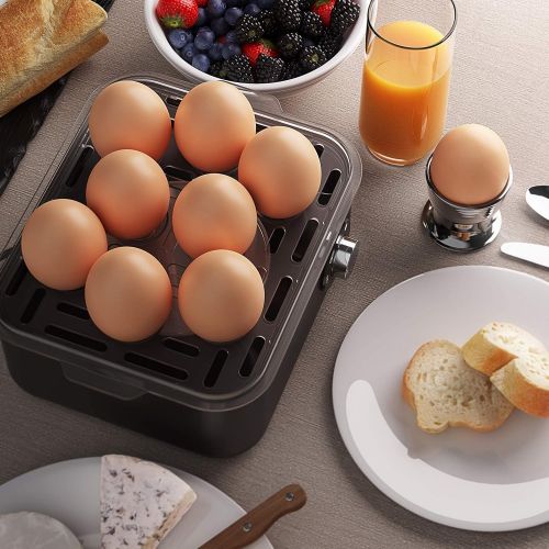  [아마존베스트]Arendo - Stainless steel egg cooker for 1 to 8 eggs - egg cooker - 500 W - control light - control dial for three degrees of hardness - dishwasher safe | cool grey