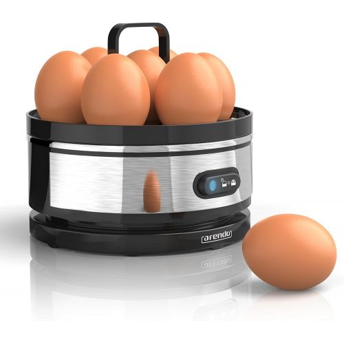  [아마존베스트]Arendo - Stainless steel egg cooker with warming function - tilt function switch with indicator light - adjustable hardness - quenching 1-7 eggs - rust-proof, brushed stainless ste