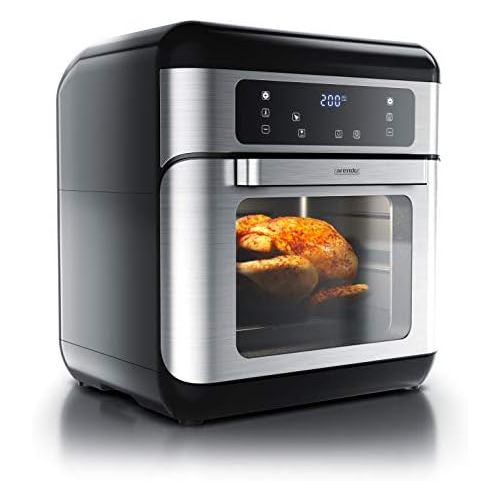  [아마존베스트]Arendo Multifunctional Mini Oven, Hot Air Fryer, 10 Litres, Air Fryer, Rotating Grill, Drying Machine, Ventilated, Pizza Chicken Fries, Stainless Steel Application, GS-certified