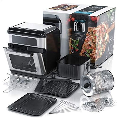  [아마존베스트]Arendo Multifunctional Mini Oven, Hot Air Fryer, 10 Litres, Air Fryer, Rotating Grill, Drying Machine, Ventilated, Pizza Chicken Fries, Stainless Steel Application, GS-certified