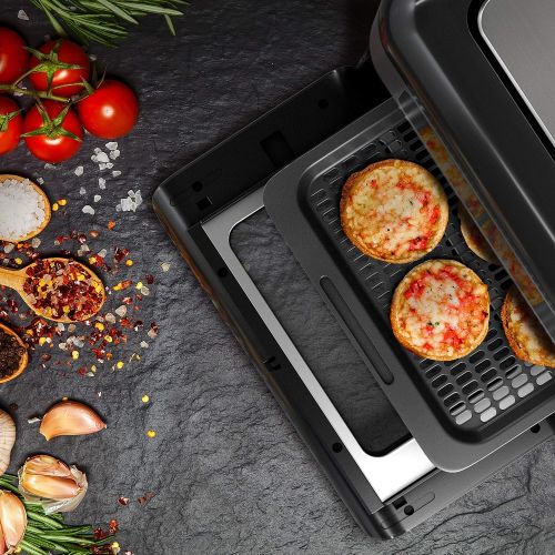  [아마존베스트]Arendo Multifunctional Mini Oven, Hot Air Fryer, 10 Litres, Air Fryer, Rotating Grill, Drying Machine, Ventilated, Pizza Chicken Fries, Stainless Steel Application, GS-certified