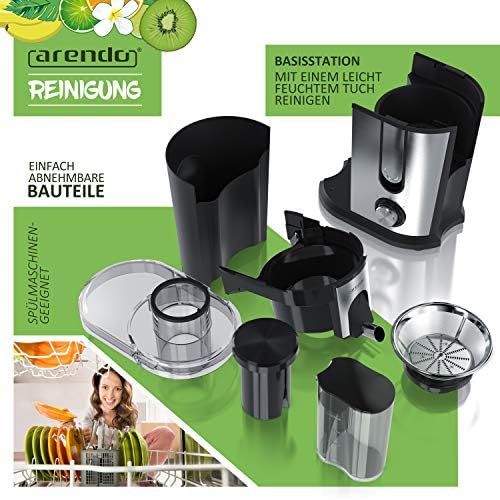  [아마존베스트]Arendo - juicer for fruit and vegetables in stainless steel - centrifugal juicer - electric - 2 speed levels - overheating protection - stainless steel housing - BPA-free