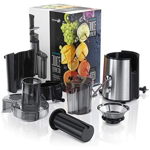  [아마존베스트]Arendo - Juicer stainless steel 800 watts for fruit and vegetables in - centrifugal juicer juicer - electric - 2 speed settings - overheating protection - safety bar - BPA-free