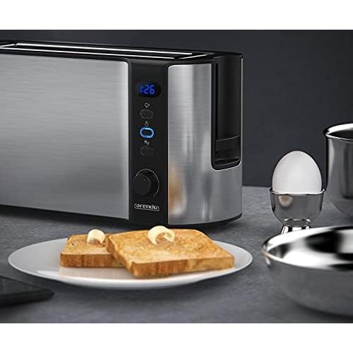  [아마존베스트]Arendo Stainless Steel Glass Kettle with Tea Strainer and Selectable Temperature Levels 1.7 L and 2 Slides Toaster in Stainless Steel Long Slotted Toaster 750 W