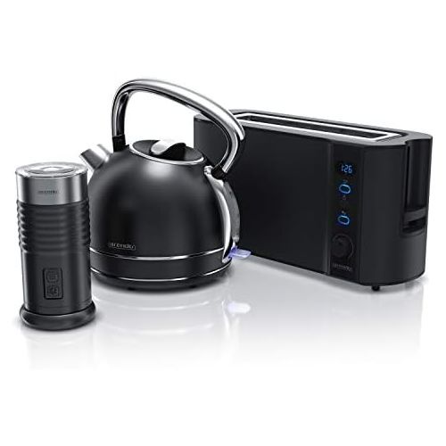  [아마존베스트]Arendo 1.7 Litre Kettle + Automatic Milk Frother + Long Slotted Toaster 2 Slices Toaster with Bun Attachment