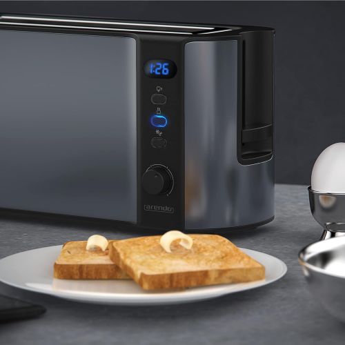  [아마존베스트]Arendo - Kettle 2200 W 1.5 L with selectable temperature levels - BPA free - 1000 W long slot toaster for 2 slices of toast and roll attachment + egg boiler for 1-6 eggs