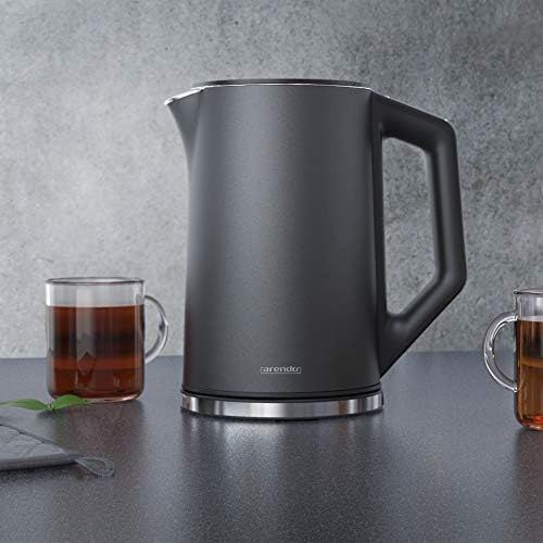  [아마존베스트]Arendo Stainless Steel Kettle with Temperature Setting 40-100 Degrees in 5 Steps, Double Wall Design, Elegant Model, 1.5 Litres, 2200 W, Kettle with Temperature Display, GS, Cool G