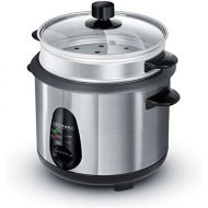 [아마존베스트]Arendostainless steel steamer/Rice Cooker with Steamer Function | 1Litre Capacity | Warming Function, with inner pot and lid, Measuring Jug, Spatula, Steamer Attachment