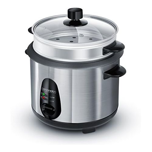  [아마존베스트]Arendostainless steel steamer/Rice Cooker with Steamer Function | 1Litre Capacity | Warming Function, with inner pot and lid, Measuring Jug, Spatula, Steamer Attachment