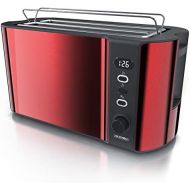 [아마존베스트]Arendo stainless steel toaster, long slot, 4 slices, white/red