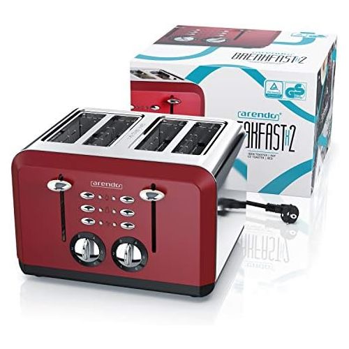  [아마존베스트]Arendo - Automatic toaster 4 slices - stainless steel housing - up to four sandwich and toast slices - browning grade 1-6 - warm-up and defrosting function - crumb drawer - GS cert