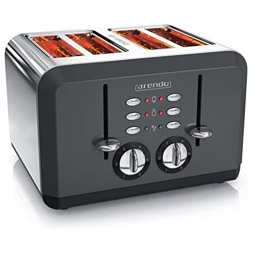  [아마존베스트]Arendo - Automatic toaster 4 slices in stainless steel - up to four sandwich and toast slices - browning grade 1-6 - warm-up and defrosting function - crumb drawer - 1630 watts - G