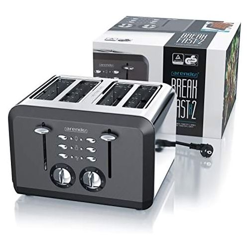  [아마존베스트]Arendo - Automatic toaster 4 slices in stainless steel - up to four sandwich and toast slices - browning grade 1-6 - warm-up and defrosting function - crumb drawer - 1630 watts - G