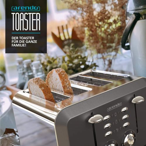  [아마존베스트]Arendo - Automatic toaster 4 slices in stainless steel - up to four sandwich and toast slices - browning grade 1-6 - warm-up and defrosting function - crumb drawer - 1630 watts - G