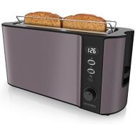 [아마존베스트]Arendo - Toaster long slot 2 discs - Defrost function - 1000 W - Double wall housing - Integrated bun attachment - Browning grade 1-6 - Display with remaining time display
