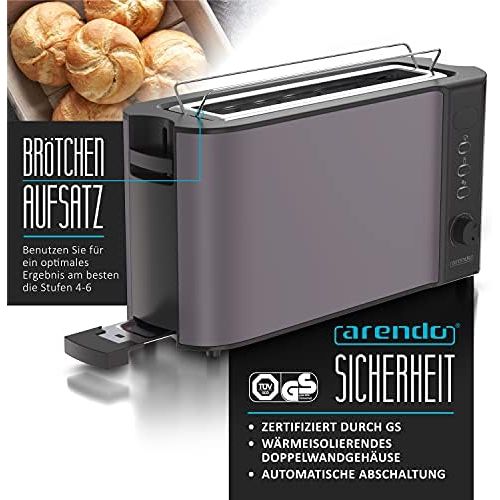  [아마존베스트]Arendo - Toaster long slot 2 discs - Defrost function - 1000 W - Double wall housing - Integrated bun attachment - Browning grade 1-6 - Display with remaining time display