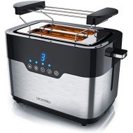 [아마존베스트]Arendo - Stainless steel toaster 2 discs with LED display - bread roll attachment - extra wide slots - 7 browning levels - one-sided tanning function for rolls bagels and baguette