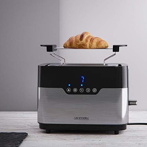  [아마존베스트]Arendo - Stainless steel toaster 2 discs with LED display - bread roll attachment - extra wide slots - 7 browning levels - one-sided tanning function for rolls bagels and baguette