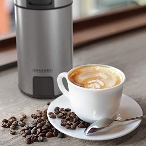  [아마존베스트]Arendo - Electric coffee grinder stainless steel - spice mill coffee grinder shotmill - push button - stainless steel knife - for coffee beans spices cereals - cool grey