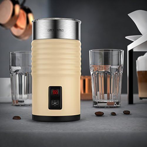  [아마존베스트]Arendo Milkloud automatic milk frother - stainless double wall design - 2 buttons for hot and cold frothing - soft touch surface - overheating protection