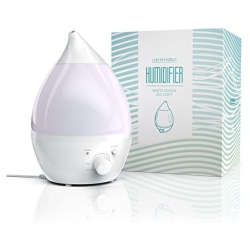  Arendo Humidifier LED Ultrasonic with Water Filter Room Humidifier Diffuser Humidifier 7 LED Colour Changing Low Noise Fragrance Insert for Essential Oils