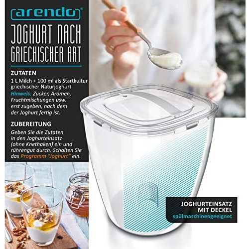  Arendo Bread maker with 580 watts Bread baking machine 13 programmes 750 1000 g viewing window 60 minutes warming function time delay non stick coating GS tested sa