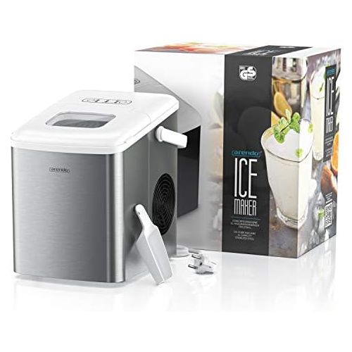  [아마존베스트]Arendo Stainless Steel Ice Cube Machine - 2 Litres - Ice Cube Maker - Ice Machine with Cooling - Sizes Small and Large - with Viewing Window - Status LEDs - incl. Ice Cube Scoop -