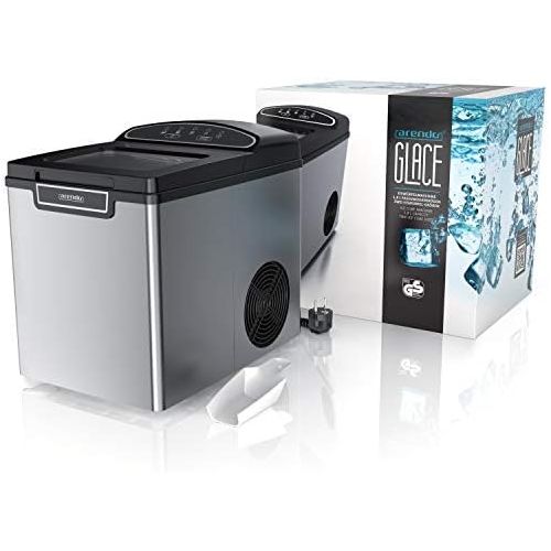  [아마존베스트]Arendo - Stainless steel ice cube maker - ice maker machine - 1.8 litres - ice cube maker - ice cube maker with cooling - ice cubes sizes small and large - status LEDs - ABS (acryl