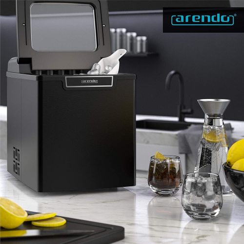  [아마존베스트]Arendo - Stainless steel ice cube maker - ice maker machine - 1.8 litres - ice cube maker - ice cube maker with cooling - ice cubes sizes small and large - status LEDs - ABS (acryl