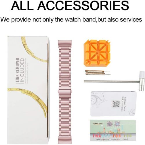  [아마존베스트]Aresh Compatible with Fitbit Charge 3 Bands, Stainless Steel Replacement Strap for Fitbit Charge 3/Charge 3 SE Fitness Activity Tracker (Rose Gold)