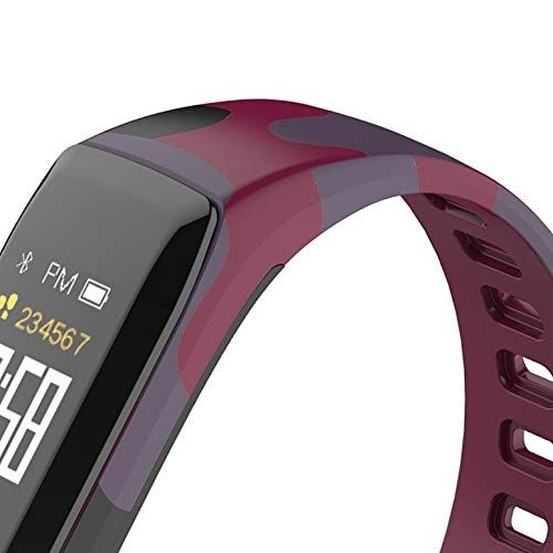  ArgoBear Smart Armband Herzfrequenzmesser Armband Multi-Sport-Armband Wasserdicht Smart Watch-Farb-LCD (Camouflage rot)