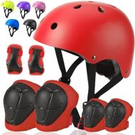 Kids Bike Helmet Toddler Helmet Kids Sport Protective Gear Set Boy Girl Child Cycling Helmet with Knee Pads Elbow Pads Wrist Guards Youth Skateboard Helmet for Kids 3+