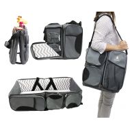 AriBaby 3 in 1 Diaper Bag - Changing Station - Travel Bassinet - #1 multi purpose diaper bag (GREY)