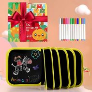 [아마존베스트]AriTan Portable Erasable Drawing Pad Toys for Kids, Double-Sided Reuse PVC Writing Board, 12 Colored erasable pens, 8×8 inches 14Page