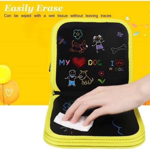  [아마존베스트]AriTan Portable Erasable Drawing Pad Toys for Kids, Double-Sided Reuse PVC Writing Board, 12 Colored erasable pens, 8×8 inches 14Page