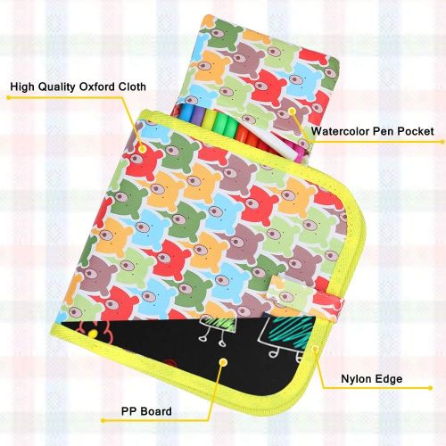  [아마존베스트]AriTan Portable Erasable Drawing Pad Toys for Kids, Double-Sided Reuse PVC Writing Board, 12 Colored erasable pens, 8×8 inches 14Page