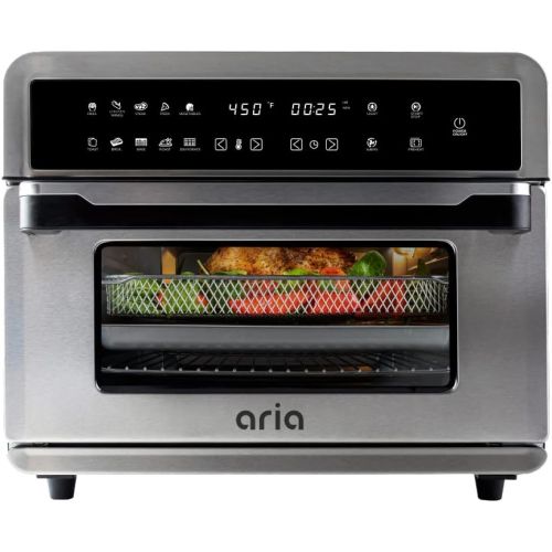  [아마존베스트]Aria Air Fryers ATO-898 Toaster Oven Air Fryer, 30Qt, Brushed Stainless Steel