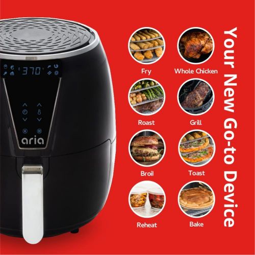  [아마존베스트]Aria Air Fryers CFA-897 Aria Ceramic Air Fryer, 5Qt, Premium Black