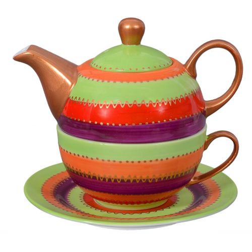  Aricola Tea for One - Teeset Dora mit 400ml. Handbemaltes Porzellan Teeservice fuer eine Person.