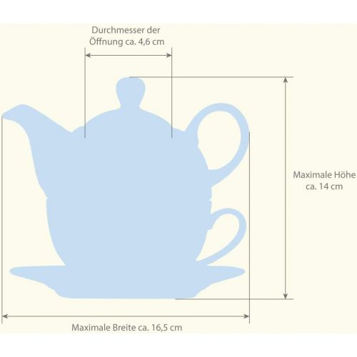  Porzellan Tea for one / Tea4one / Teeservice/Teeset 4-teilig 400ml, hellgruen, handbemalt, Original Aricola